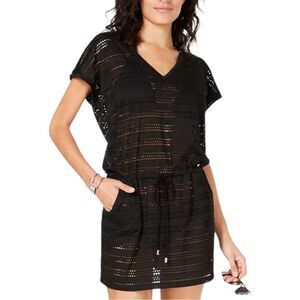 NWT Calvin Klein Black Crochet Swim Coverup Vacation Resortwear Women’s Size S/M